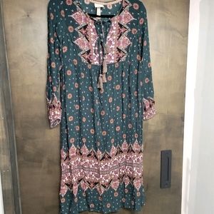 Flowy bohemian dress with front ties